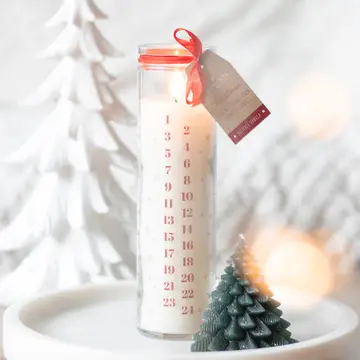 Festive White Vanilla Christmas Advent Candle